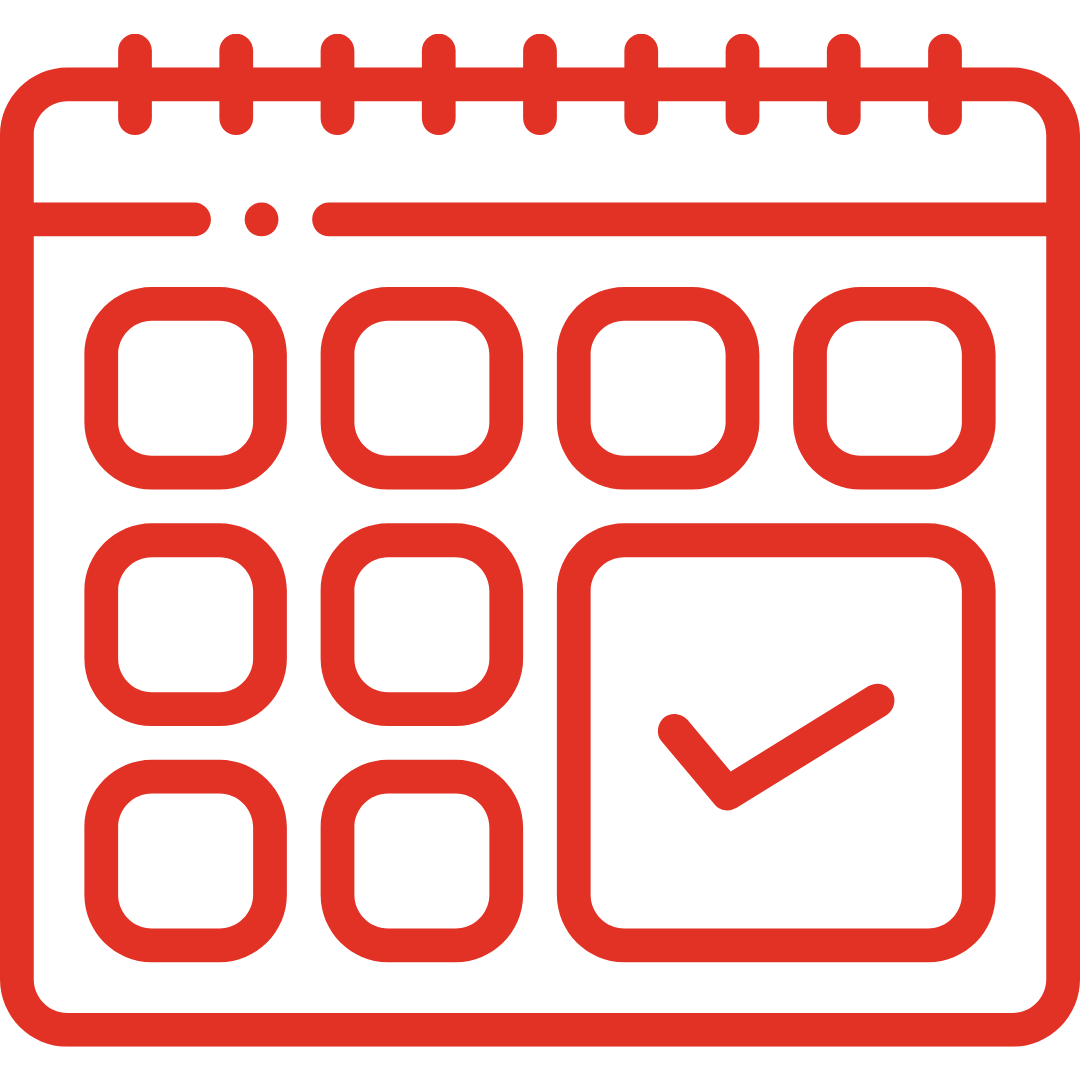 Rotes Icon eines Kalenders.